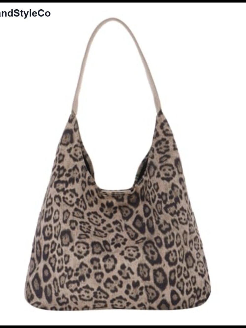 Faux Suede Leather Leopard Print Hobo Shoulder Bag Large Vintage Tote